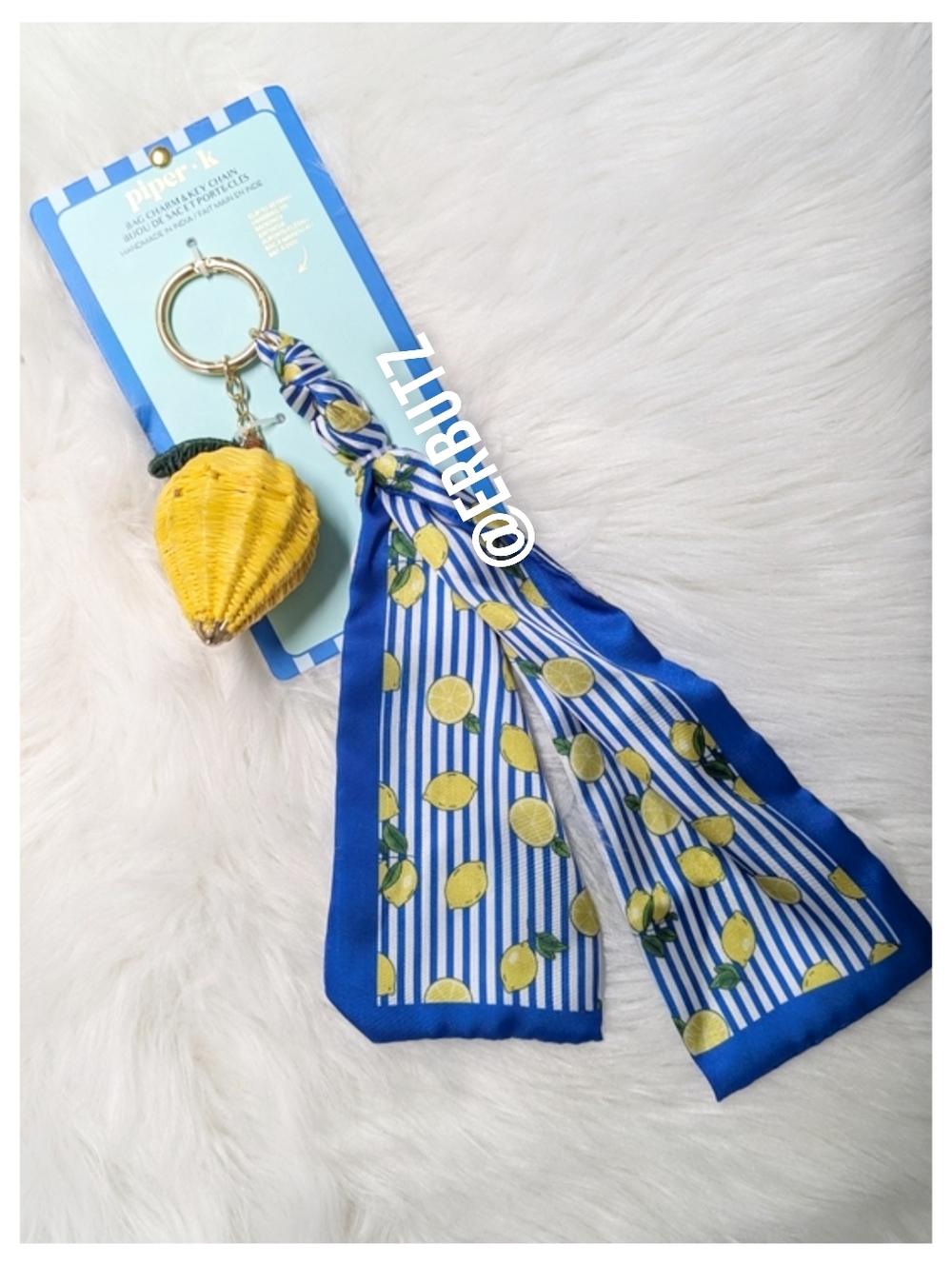 Piper K Lemon Scarf & Charm Tassel Keychain Multipurpose Bag Charm 🍋